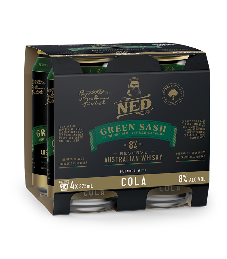 NED Australian Green Sash Whisky & Cola 8% (Case of 24)
